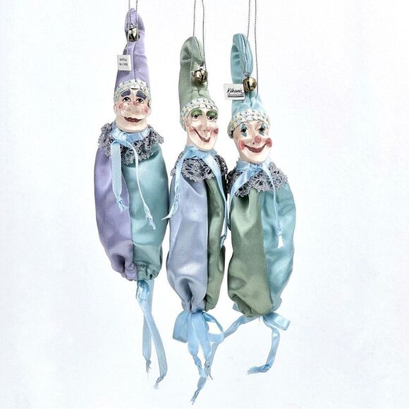 Wayne M Kleski Jester Christmas Ornament Candy Bag Pouch  Set Of 3 - Picture 2 of 9